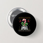 Süß aber verdreht lustiger Candy Cane hässliches W Button (Vorne & Hinten)