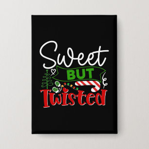 Süß aber verdreht lustiger Weihnachts-Candy Cane Button