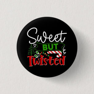 Süß aber verdreht lustiger Weihnachts-Candy Cane Button