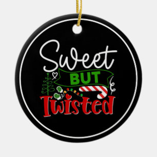 Süß aber verdreht lustiger Weihnachts-Candy Cane Keramik Ornament
