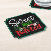 Süß aber verdreht lustiger Weihnachts-Candy Cane Untersetzer (angewinkelt)
