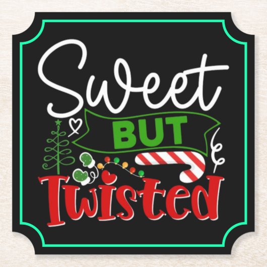 Süß aber verdreht lustiger Weihnachts-Candy Cane Untersetzer (Vorderseite)