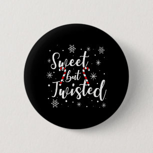 Süß aber verdreht lustiger Weihnachts-Candy-Cane-X Button