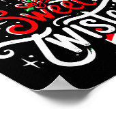 Süß aber verdreht Lustiger Weihnachts-Candy-Cane-X Poster (Ecke)