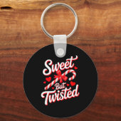 Süß aber verdreht lustiger Weihnachts-Candy-Cane-X Schlüsselanhänger (Vorderseite)