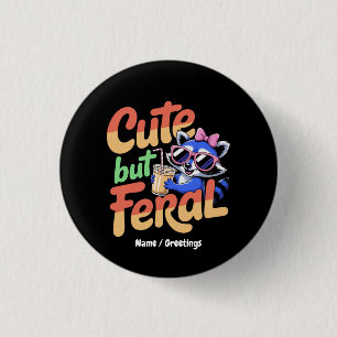 Süß Aber Wild Lustig Niedlich Waschbär Retro Urlau Button