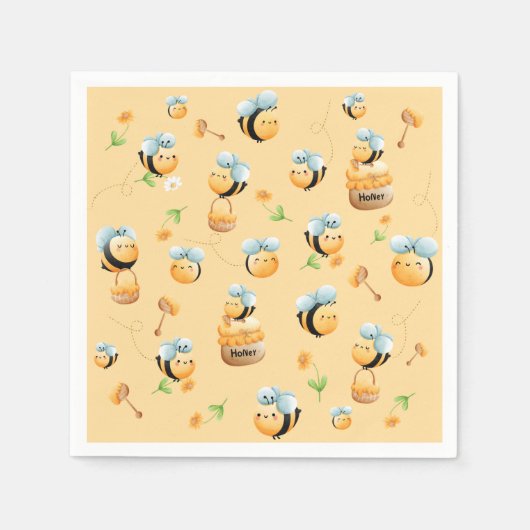 Süß als Honey First Bee Themed Birthday Serviette (Vorderseite)
