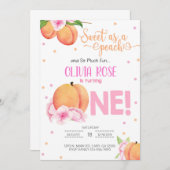 Süß als pfirsiches Mädchen Geburtstagseinladung. Einladung (Vorne/Hinten)