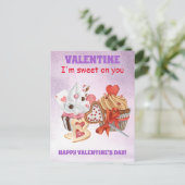 Süß auf dich Cupcake Valentinstag Postkarte (Stehend Vorderseite)