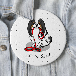 Süß Auf geht's! Japan-Chin-Hund (dreifarbig 1) Button