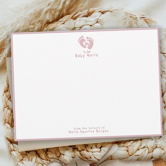 Süß aus dem Kinderzimmer von Pink Monogram Mitteilungskarte