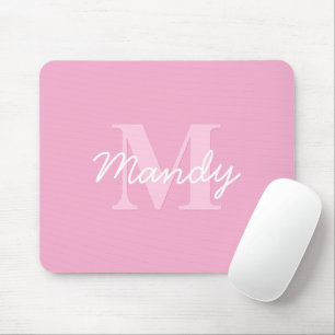 Süß aussehender kursiver Name & Monogramm Rosa Mousepad