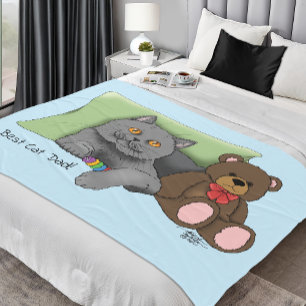 Süß Blau Niedlich Grau Bester Katzenpapa Vatertag Fleecedecke