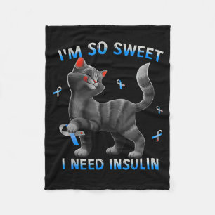 Süß Braucht Insulin Lustige Katze Diabetes-Bewusst Fleecedecke