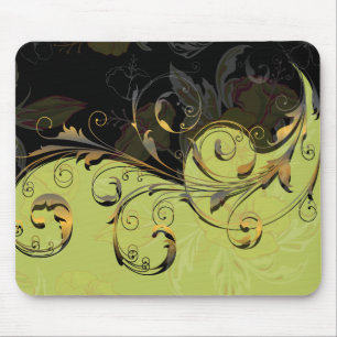 Süß Coole Retro Elegante Goldene Blumen Mousepad