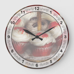 Süß - Cupcake - Red Velvet Cupcakes Große Wanduhr