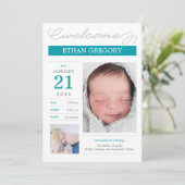 Süß dokumentierte Geburtsankündigungen - Bliue Ankündigung (Stehend Vorderseite)