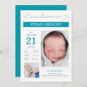 Süß dokumentierte Geburtsankündigungen - Bliue Ankündigung (Vorne/Hinten)