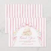 Süß Ein kleines Lamm-Baby-Shower-Rosa-Bogen-Gingha Dankeskarte (Vorne/Hinten)