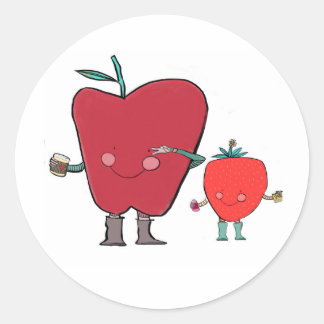 Süß, einfach und voller Persönlichkeit 🍎🍓 Runder Aufkleber