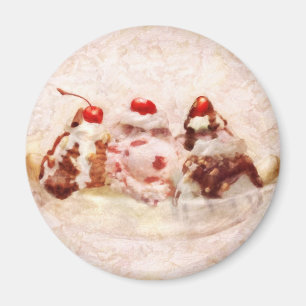 Süß - Eiscreme - Bananensplit Magnet