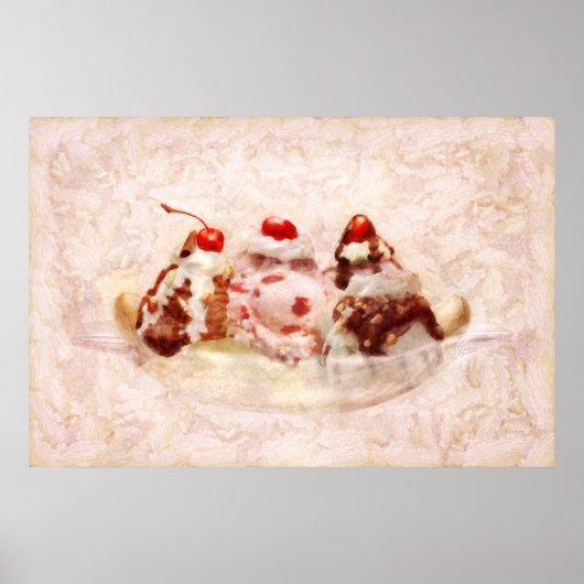 Süß - Eiscreme - Bananensplit Poster (Vorne)