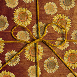 Süß Elegant Boho Farmhouse Holz Rustikal Sonnenblu Geschenkpapier