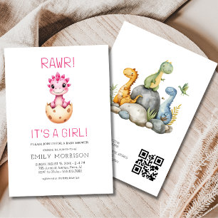 Süß Es ist ein Mädchen Süße Dinosaurier-Baby-Party Einladung