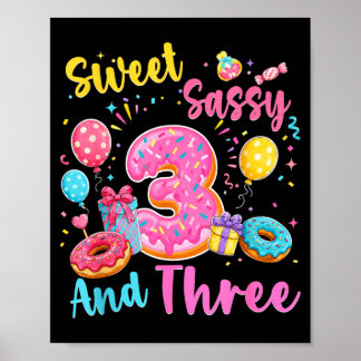 Süß, frech und drei 3. Geburtstag süßer Donut Poster