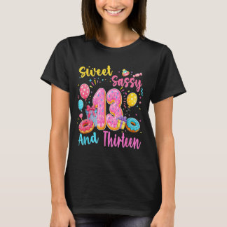 Süß, frech und dreizehn 13. Geburtstag süße Donut T-Shirt