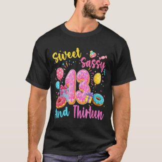 Süß, frech und dreizehn 13. Geburtstag süßer Donut T-Shirt