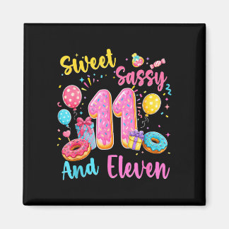 Süß, frech und elf 11. Geburtstag süße Donut Magnet