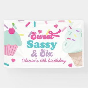 Süß, Frech und Sechs Eiscreme- und Kuchengeburtsta Banner