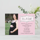 Süß gestreifte Baby-Duschen-Foto-Einladung Einladung (Stehend Vorderseite)