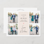 Süß gezeichnete Hochzeit Speichern Sie das Datum P Postkarte (Vorne/Hinten)