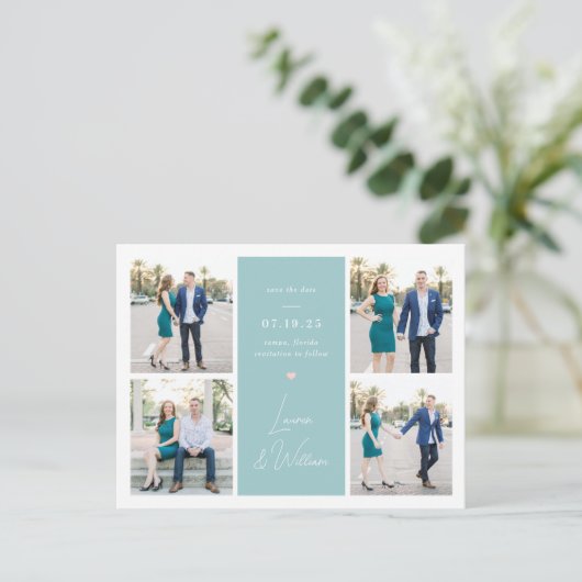 Süß gezeichnete Hochzeit Speichern Sie das Datum P Postkarte (Stehend Vorderseite)