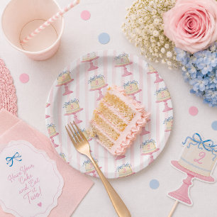 Süß Haben Sie Kuchen und essen ihn Zwei 2. Geburts Pappteller