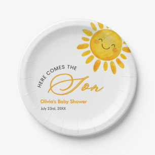 Süß Hier kommt die Sonne Baby Shower Pappteller