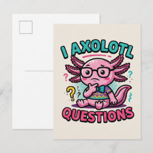 Süß ich Axolotl Fragen aztekischer Nerd mit Brille Postkarte