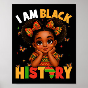Süß ich bin schwarze Geschichte Afro-Mädchen wenig Poster