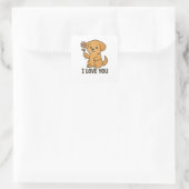 Süß ich liebe dich quadratischer aufkleber (Tasche)