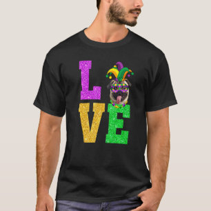 Süß ich liebe Mardi Gras Pug Hund Welpe T-Shirt