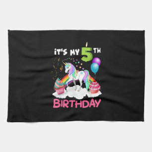 Süß ist mein fünfter Geburtstag Einhorn Fünf Jahre Geschirrtuch
