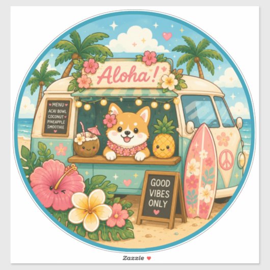süß kawaii hawaii aufkleber (Blatt)
