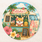 süß kawaii hawaii runder pappuntersetzer (Vorderseite)