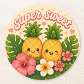 süß kawaii hawaii  runder pappuntersetzer (Vorderseite)