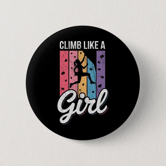 Süß klettert wie ein Mädchen, coole Free-Climbing- Button (Vorderseite)