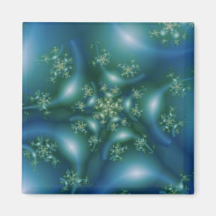 süß   Kunst des blauen und grünen Fraktals Magnet