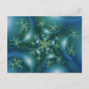 süß   Kunst des blauen und grünen Fraktals Postkarte