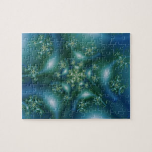 süß   Kunst des blauen und grünen Fraktals Puzzle